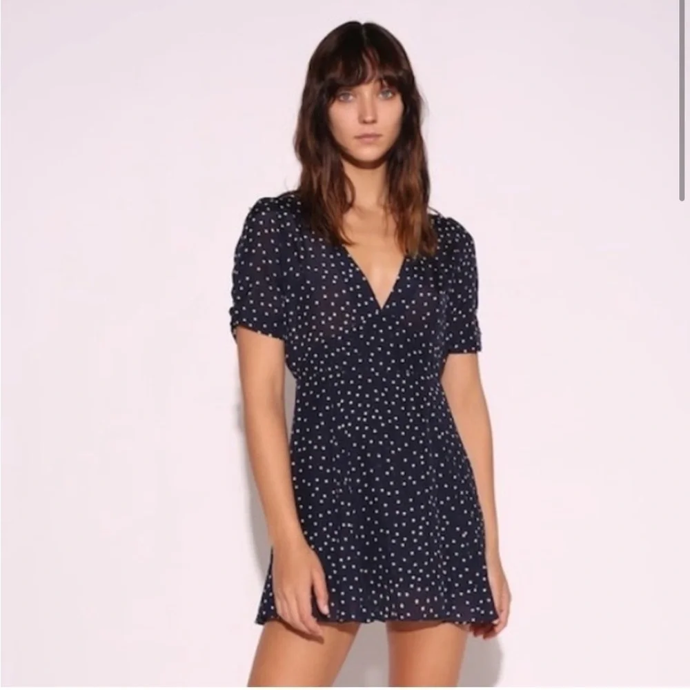 Realisation Par Ozzie Navy White Stars 100% Silk Dress